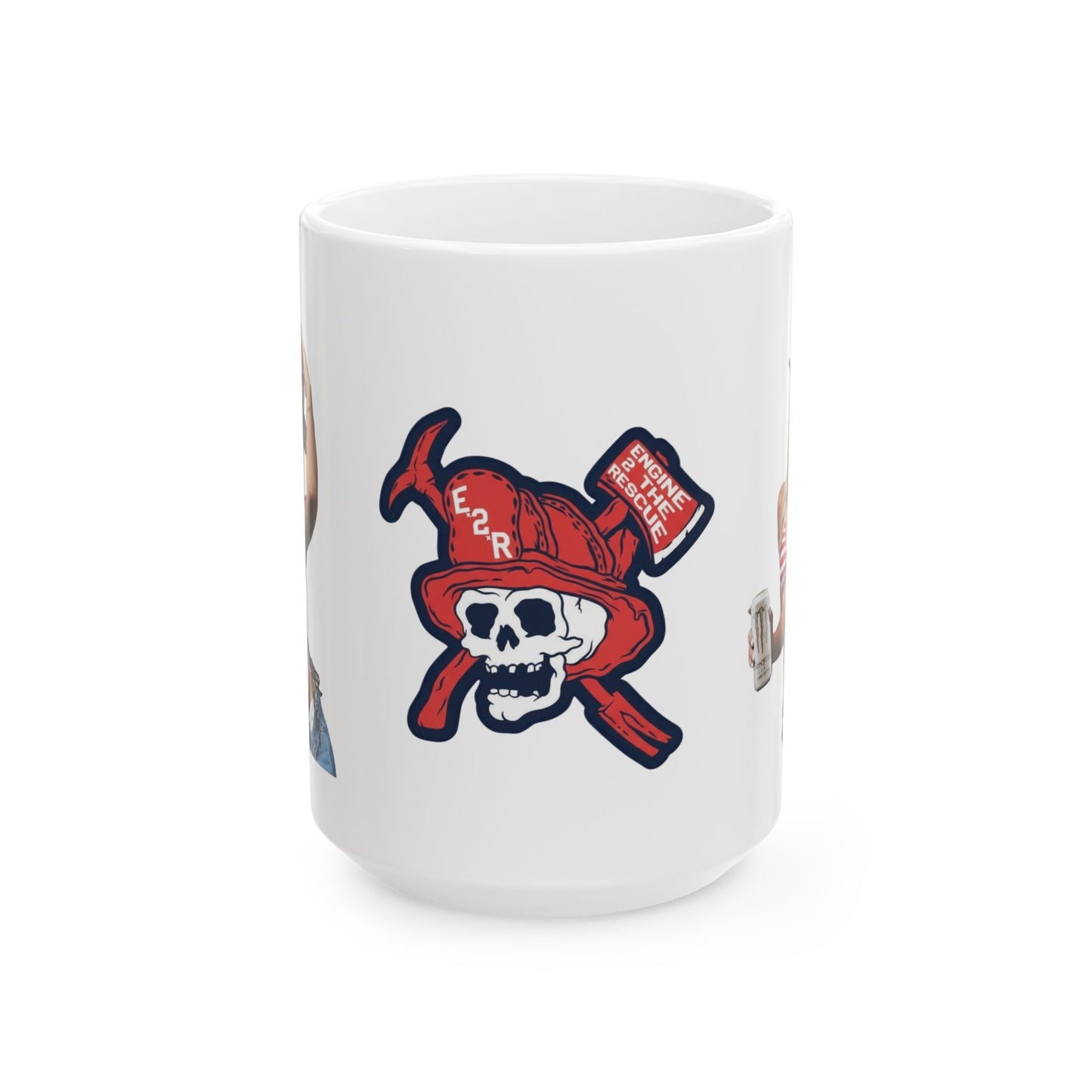 Dunne red, white and blue Ceramic Mug, (11oz, 15oz)