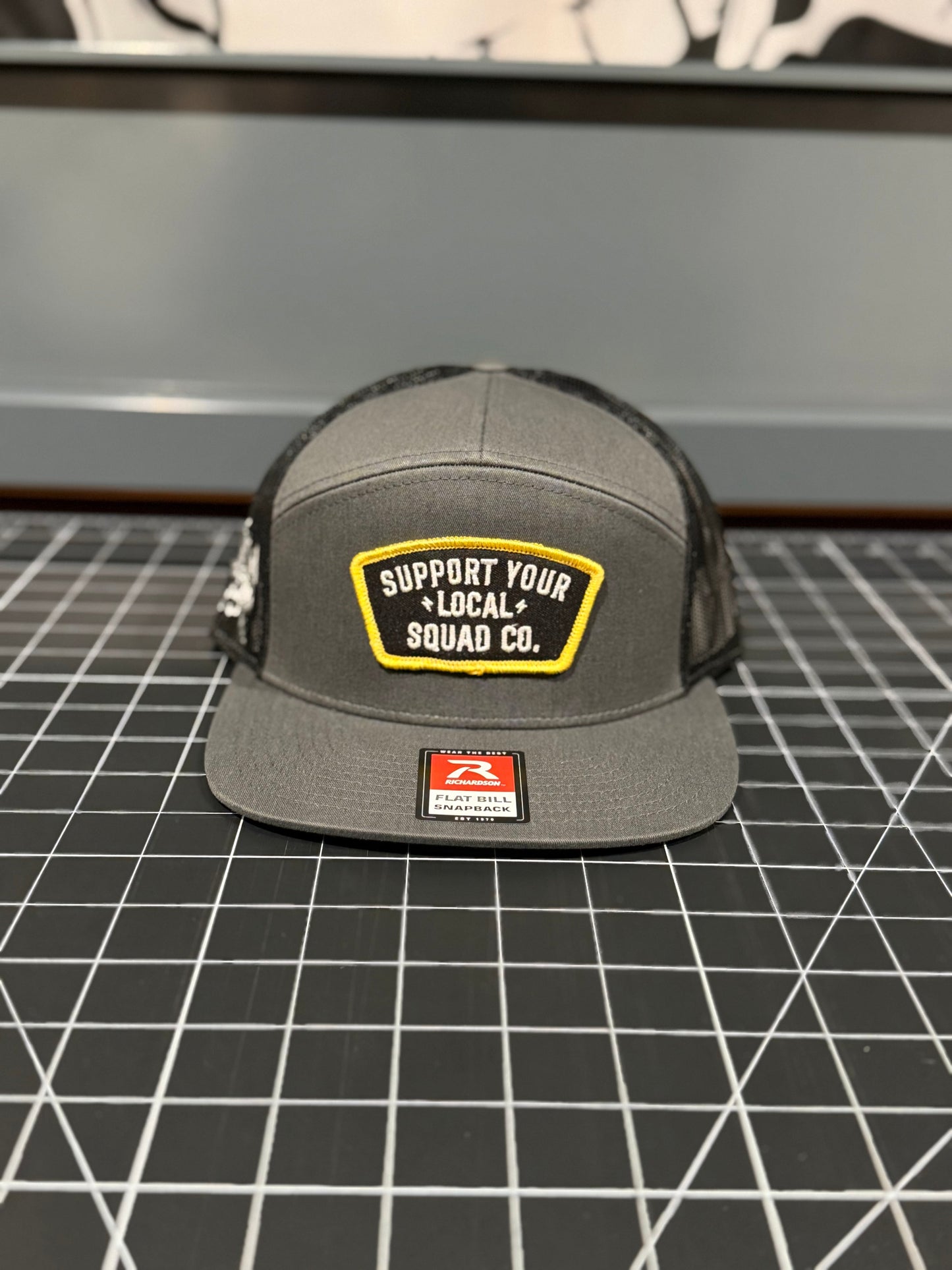 Support Your Local Squad Co. Charcoal and Black R168 7 Panel