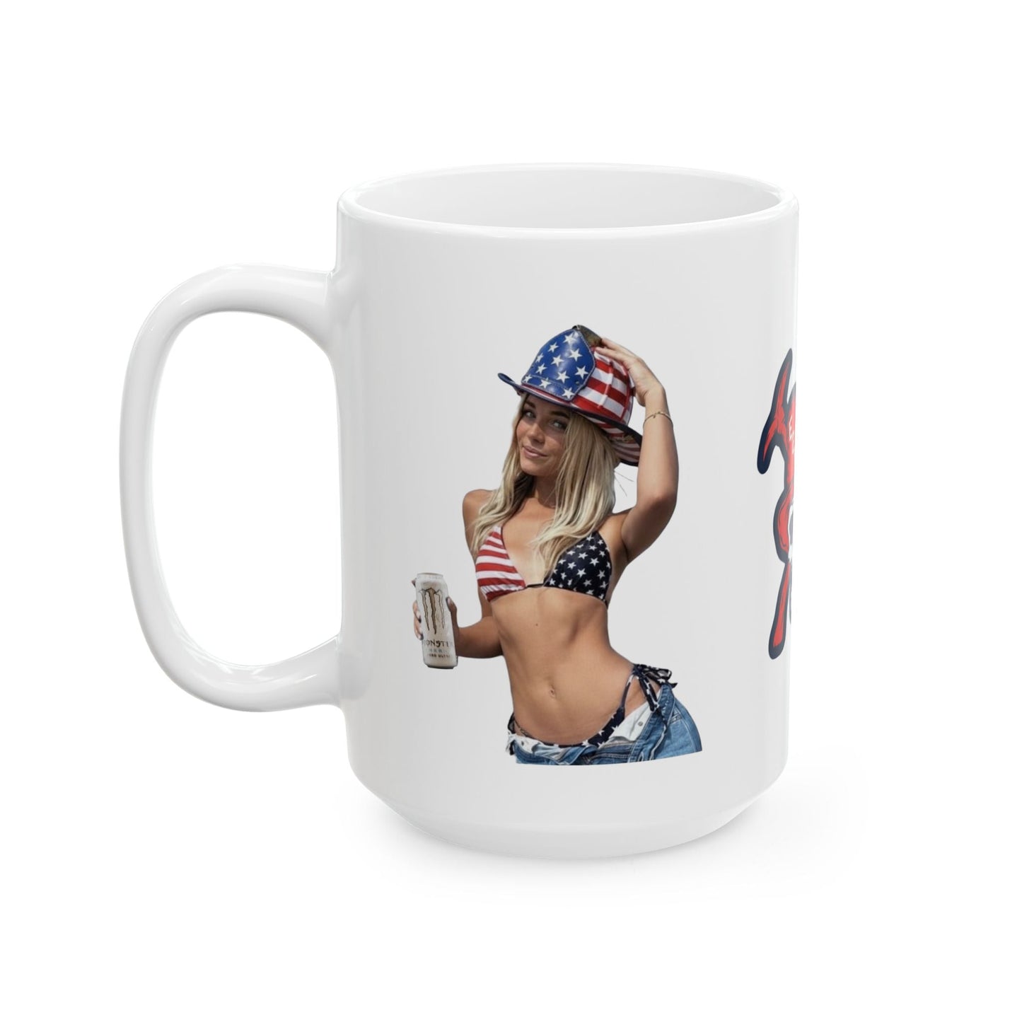 Dunne red, white and blue Ceramic Mug, (11oz, 15oz)