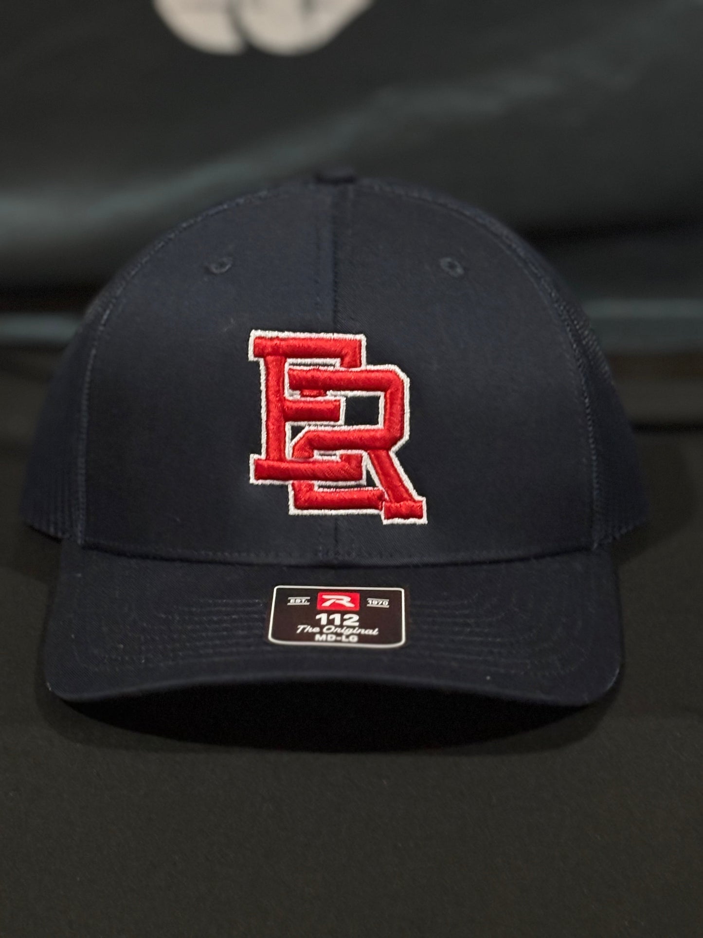 112 Navy/ Red Puff E2R w/ White Outline