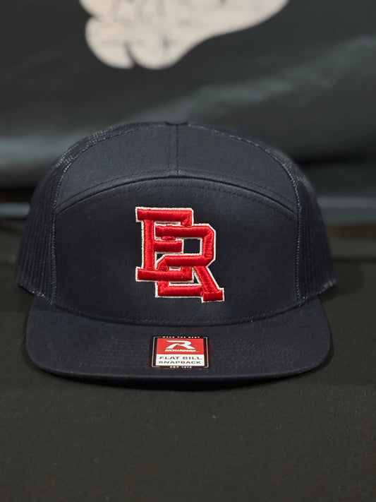 168 Navy Red Puff E2R w/ White Outline